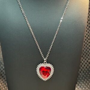 Paparazzi Sweethearts Stroll Heart Pendant Necklace with Red Gemstone